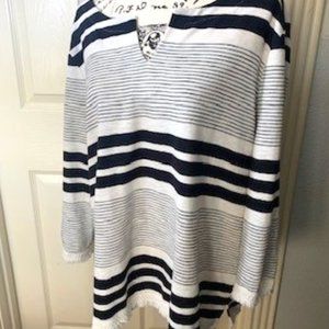 Talbots Blue and White Nautical Stripe Tunic XL